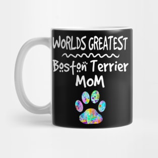 Worlds Greatest Boston Terrier Dog Mom Gift Cute Paw Print Mug